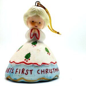 Babys First Christmas Angel Ornament By George Good Vintage Ceramic Gift